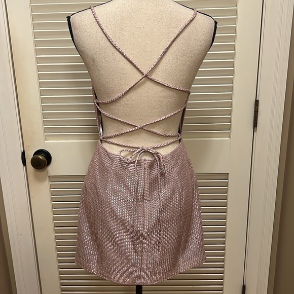 Lulus Earned Your Win Metallic Lace-Up Mini
Dress in Pink, Size Medium, NWT - Picture 8 of 17